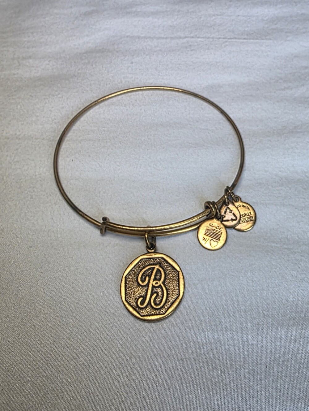 Alex & Ani Gold Initial 'B' Charm Bangle Bracelet